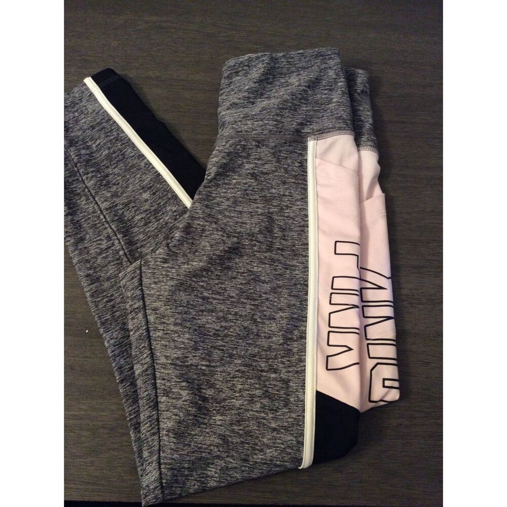 Victoria's Secret PINK Ultimate Leggings Pink Black Logo down leg Small S